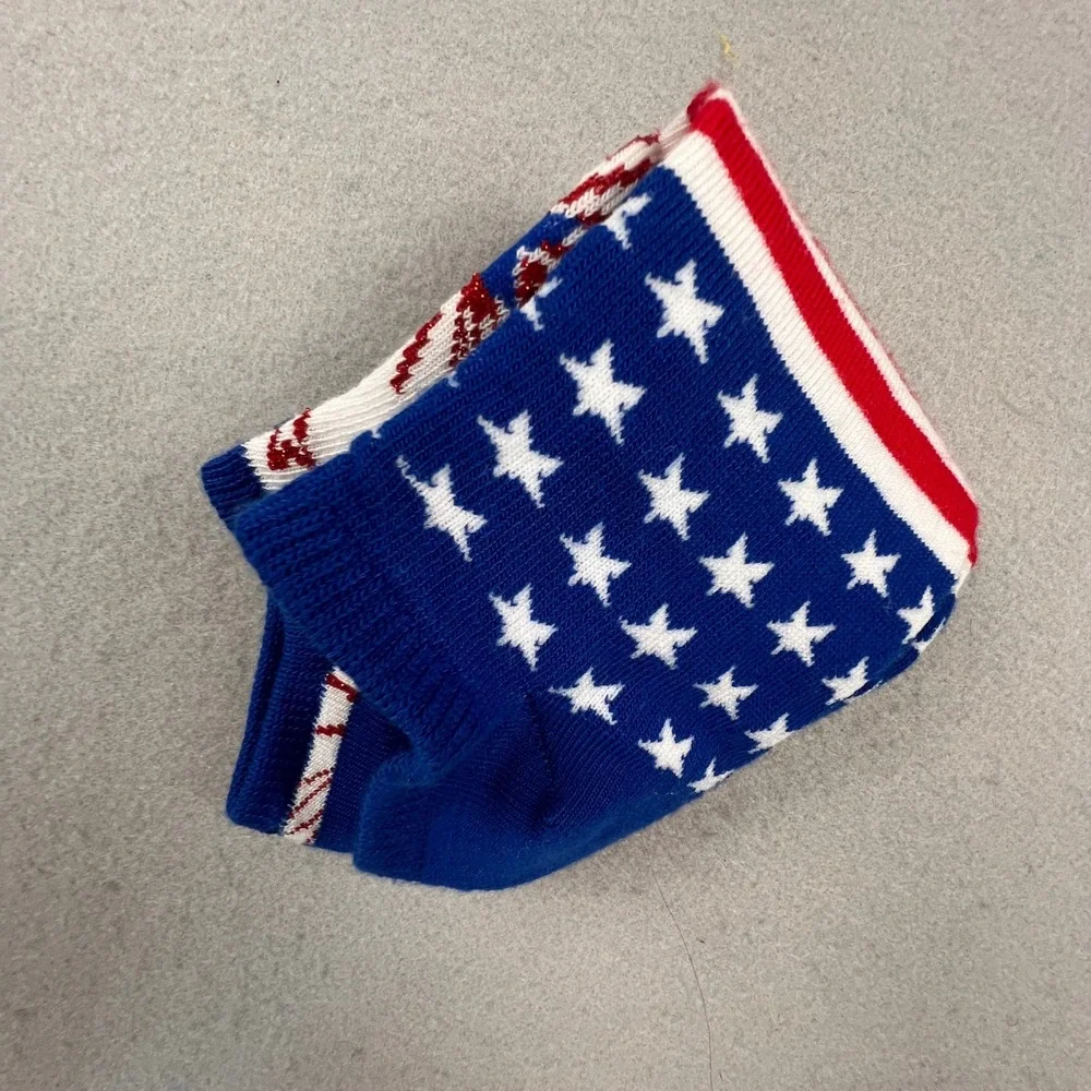 Holiday Inspirations Low Cut Socks Womens 4-10 Red White Blue Patriotic 2 Pairs